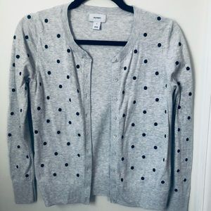 Old Navy Grey Polka Dot Cardigan - Small